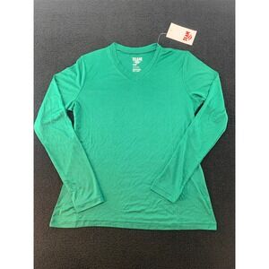 TEAM 365‎ Ladies V Neck Long Sleeve Athletic Shirt XS Sport Forest Green